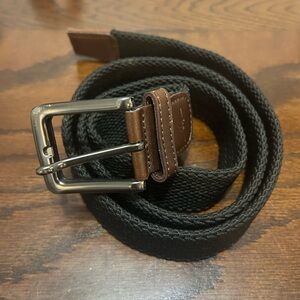 Boston Scott Golf Mens Belt Size 36 Brown Leather and Canvas Silver Tone Buckle